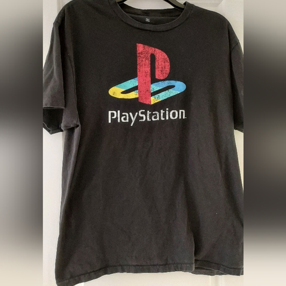 PlayStation Ripple Junction XL Black Mens Short Sleeve Logo T Shirt Video Gaming